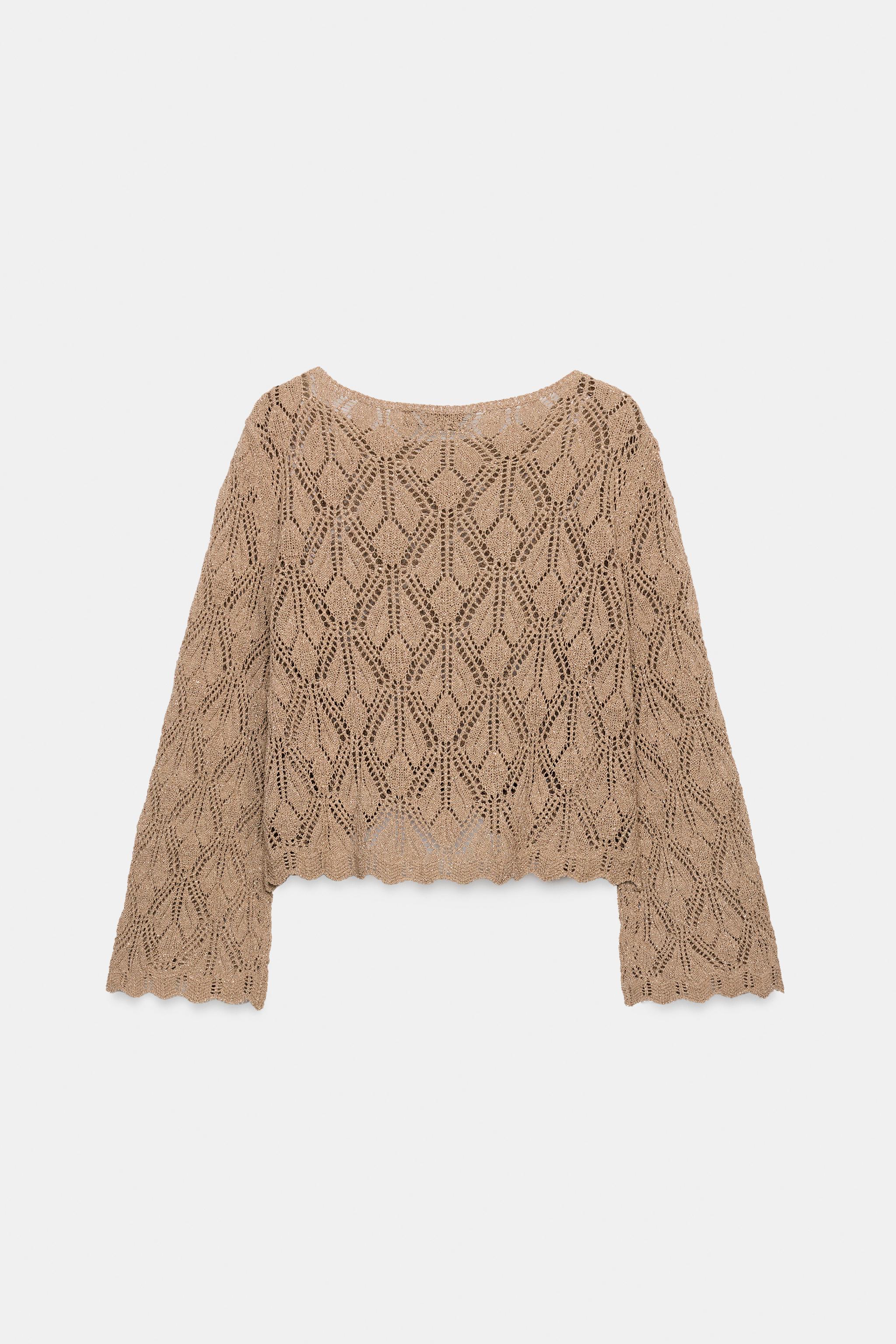METALLIC THREAD POINTELLE KNIT JUMPER